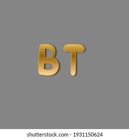 BT initial gold handwriting logo for identity