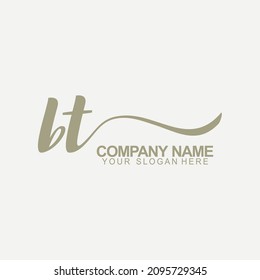 BT Initial Handwriting Logo Design Vector
