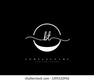 BT initial handwriting logo template vector
