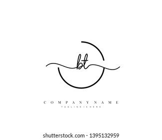 BT initial handwriting logo template vector