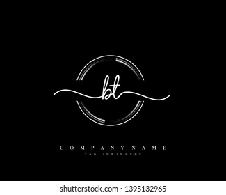 BT initial handwriting logo template vector