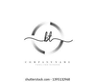 BT initial handwriting logo template vector