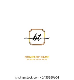 BT Initial handwriting logo template vector