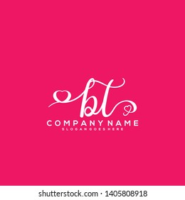 BT Initial handwriting logo vector