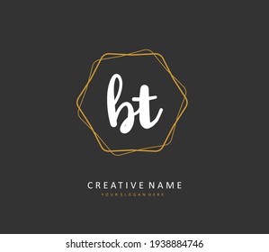 BT Initial letter handwriting and  signature logo. A concept handwriting initial logo with template element. 