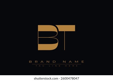 BT initial letter logo design. Letter B and T luxury alphabet letter logo icon template