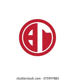 BT initial letters circle business logo red
