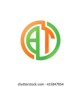 BT initial letters linked circle logo orange green