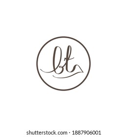 bt initial logo handwritten design template circle vector