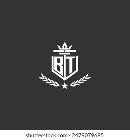 BT initial monogram brand logo design for crown vector image