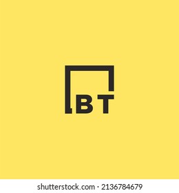 BT initial monogram logo with square style design