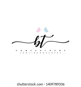 BT initial signature logo. handwriting logo template vector,