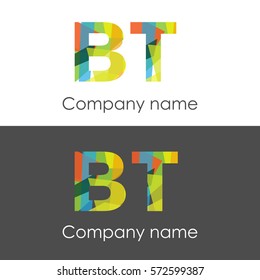 BT letter abstract mosaic shape icon colorful