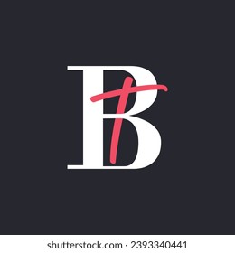 BT Letter Logo Concept. Creative Minimal Monogram B and T Logo Template. Universal Premium Logotype