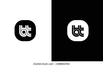 BT letter logo connected concept isolated on white and black background.