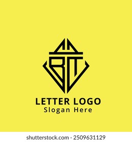 Logotipo de la carta BT Diseño Creativo. VECTOR de concepto único del logotipo del monograma de BT. Logotipo de letra de iniciales abstractas planas modernas creativas de BT.