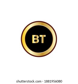 logotipo de letra bt con gradiente dorado