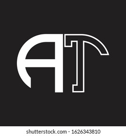 BT Letter logo monogram with oval shape negative space design template