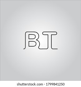 Logo de la letra BT con un bonito fondo blanco. El bonito icono de la letra negra.