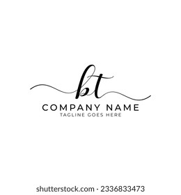 BT or bt letter mark abstract calligraphy vector logo design