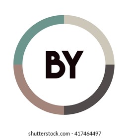 BT letters, four colors in abstract background logo, design identity in circle, alphabet letter