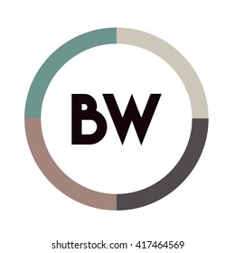 BT letters, four colors in abstract background logo, design identity in circle, alphabet letter