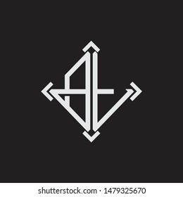 BT Logo Abstrac letter Monogram with Arrow in every side isolated on black background
