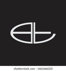 BT Logo letter oval monogram design template with black and white colors