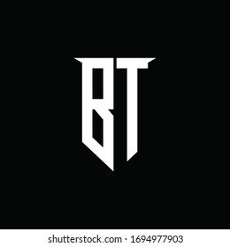 BT logo monogram with emblem shield style design template