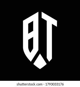 monograma de logotipo bt con plantilla de diseño de estilo de escudo de emblema