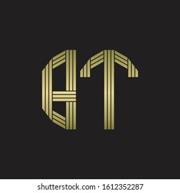 BT Logo monogram outline style linked isolated with gold colors