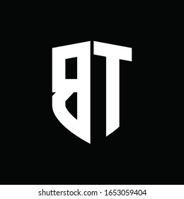 BT logo monogram with shield shape design template