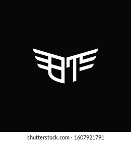 BT logo monogram with wings style design template