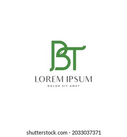 BT monogram organic unique logo icon sign symbol design concept. Vector illustration