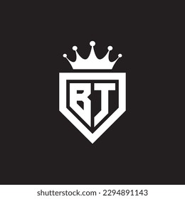 BT or TB logo monogram symbol shield with crown shape design vector