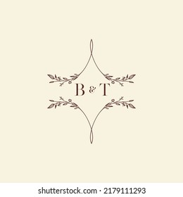 BT wedding initial logo letters in high quality professional design that will print well across any print media