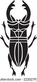 Btag Beetle Vector Stencil, Black and White