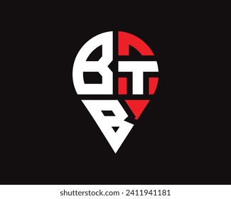 BTB letter location shape logo design
