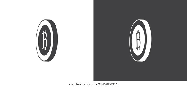Btc coin icon, Digital payment icon. Set of flat icon vector illustration of digital coins. Modern coin icon set, Coin and currency signs and symbols on black and white background.
