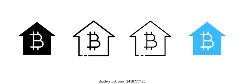 Juego de iconos de inicio de Btc. Estilo lineal. Iconos del vector
