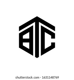 BTC Letter Logo Design polygon Monogram Icon Vector Template