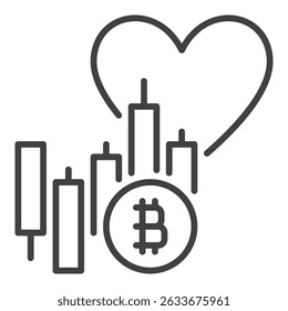 Gráfico de mercado de BTC con Vector de corazón Icono o símbolo de esquema de concepto de negociación