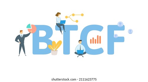 BTCF, Before Tax Cash Flow. Concept with keyword, people and icons. Flat vector illustration. Isolated on white.