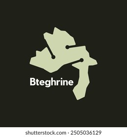 Stadtplan von Bteghrine. Vektorkarte des Libanon-Landes. Ränder von für Ihre Infografik und Technologie. Entwurfsvorlage für Vektorgrafik
