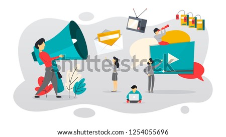 BTL or below the line communication with customer. Marketing strategy of product promotion. Direct offer to person. Isolated flat vector illustration
