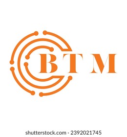 Diseño de letras BTM. Diseño del logotipo de la tecnología de letras BTM sobre fondo blanco. Diseño del logotipo de Monograma BTM para emprendedores y empresas