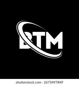 BTM logo. BT M letter. BTM letter logo design. Initials BTM logo linked with circle and uppercase monogram logo. BTM typography for technology, business and real estate brand.