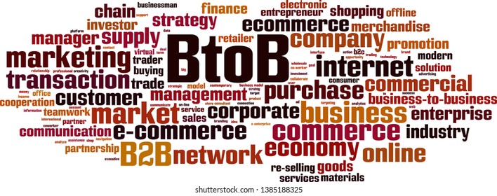 BtoB cloud concept. Collage made of words about BtoB. Vector illustration