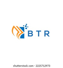 Diseño del logotipo de contabilidad de reparación de crédito BTR sobre fondo blanco. Introducción creativa de BTR Concepto del logo de la letra del gráfico de crecimiento. Diseño del logotipo de finanzas comerciales de BTR.
