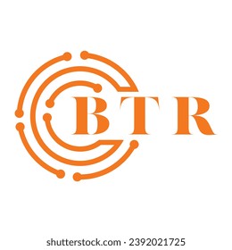 Diseño de letras BTR. Diseño del logotipo de la tecnología de letras BTR sobre fondo blanco. Diseño del logotipo de Monograma BTR para emprendedores y empresas